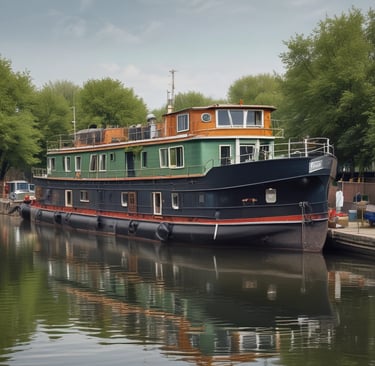 a large boat floating on top of a large body of water