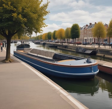 a large boat floating on top of a large body of water