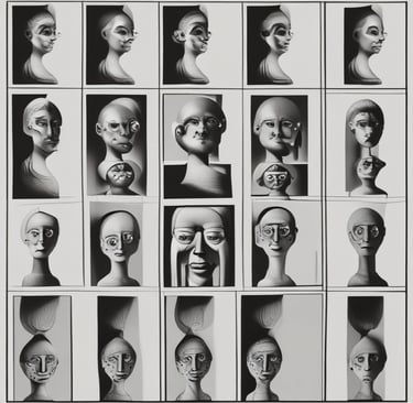 a series of photographs of a series of portraits of people with different facial expressions