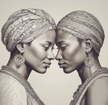 two women in traditional african - american style clothing