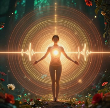 Heart coherence electromagnetic field radiating during manifestation meditation practice