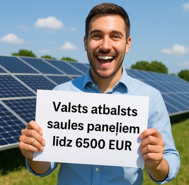 Valsts atbalsts saules paneļiem 6500eur