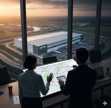 two men sitting at a table with a map on the table