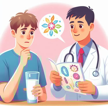 un homme consulte un médecin au sujet de l'intolérance au lactose