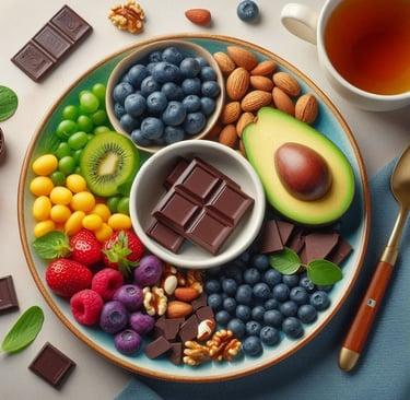 une assiette avec des aliments anti-stress