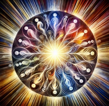 a colorful picture of a circular object with a sunflower