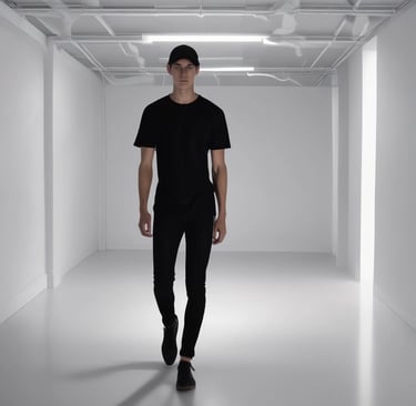 Model wearing a neutral-toned tech t-shirt in a bright, warm outdoor setting.