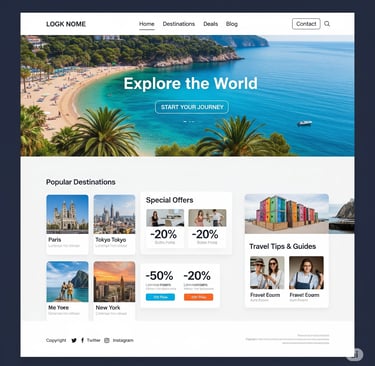 a website page with a picture of a beach