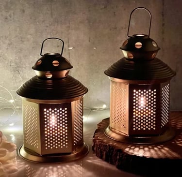 Lalten for candle made up with brass