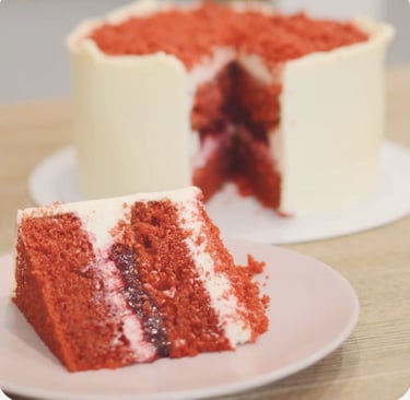 a slice of cake with a slice taken out of it