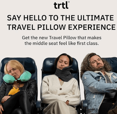 a group of people sitting in chairs with travel pillows
