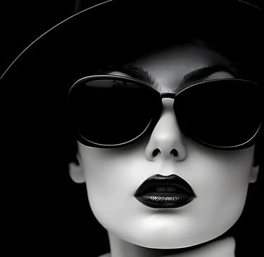 a woman in a hat and sunglasses