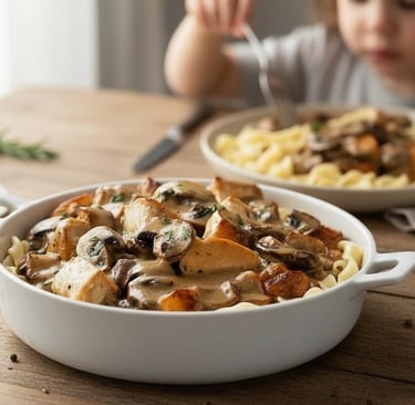 poulet mijoté crème champignons atelier enfant Ajaccio corse