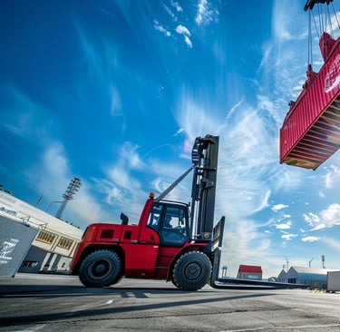 Grua levantando un contenedor dentro de un embarcadero