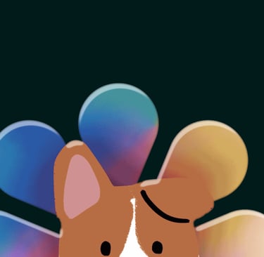a dog with a turkey on it's head