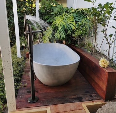 outdoor bath Kawau renovation