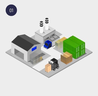 An illustration of factory with reliable global supply. 