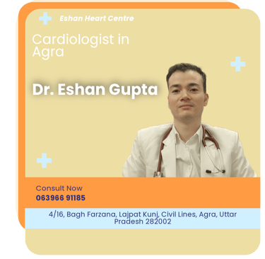 A graphical representation highlighting Dr. Eshan Gupta as the Best Cardiologist in Agra.