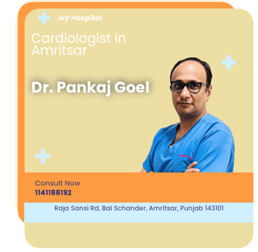 A graphical representation highlighting Dr. Pankaj Goel as the Best Cardiologist in Amritsar.