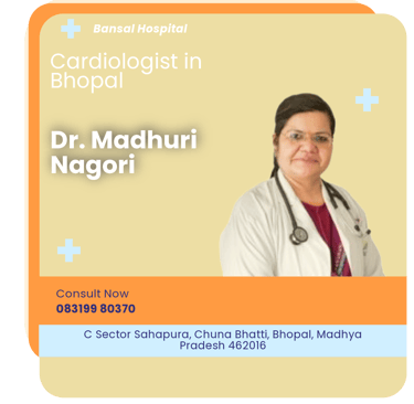 A graphical representation highlighting Dr. Madhuri Nagori as the Best Cardiologist in Bhopal.