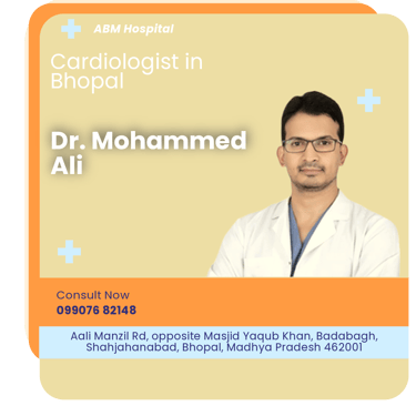 A graphical representation highlighting Dr. Mohammed Ali as the Best Cardiologist in Bhopal.