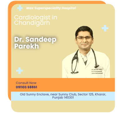 A graphical representation highlighting Dr. Sandeep Parekh as the Best Cardiologist in Chandigarh.