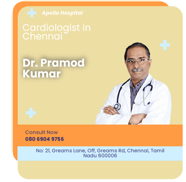 A graphical representation highlighting Dr. Pramod Kumar as the Best Cardiologist in Chennai.