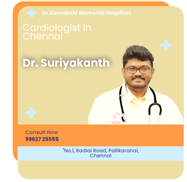 A graphical representation highlighting Dr. Suriyakanth as the Best Cardiologist in Chennai.