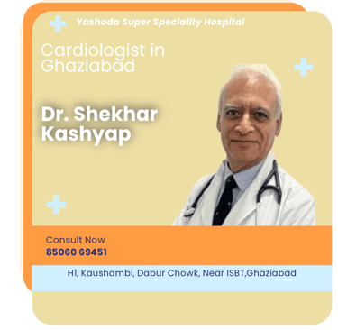 A graphical representation highlighting Dr. Shekhar Kashyap as the Best Cardiologist in Ghaziabad.