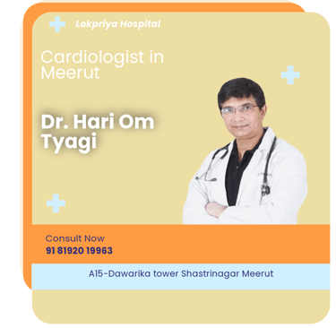 A graphical representation highlighting Dr. Hari Om Tyagi as the Best Cardiologist in Meerut.