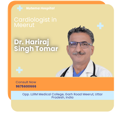 A graphical representation highlighting Dr. Hariraj Singh Tomar as the Best Cardiologist in Meerut.