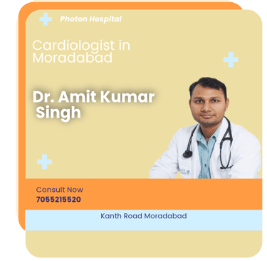 A graphical representation highlighting Dr. Amit Kumar Singh as the Best Cardiologist in Moradabad.