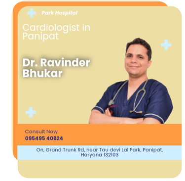 A graphical representation highlighting Dr. Ravinder Bhukar as the Best Cardiologist in Panipat.