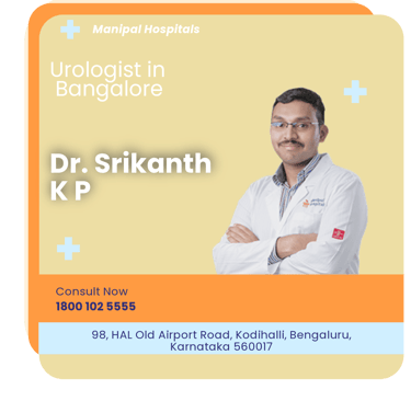 A graphical representation highlighting Dr. Srikanth K P as the Best Urologist in Bangalore.