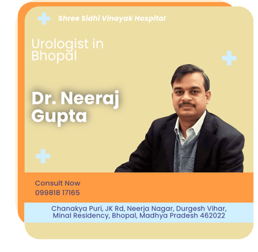 A graphical representation highlighting Dr. Neeraj Gupta as the Best Urologist in Bhopal.