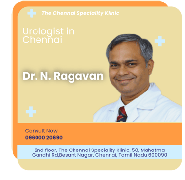 A graphical representation highlighting Dr. N. Ragavan as the Best Urologist in Chennai.