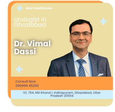 A graphical representation highlighting Dr. Vimal Dassi as the Best Urologist in Ghaziabad.