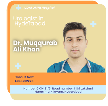 A graphical representation highlighting Dr. Muqqurab Ali Khan as the Best Urologist in Hyderabad.
