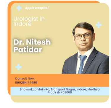 A graphical representation highlighting Dr. Nitesh Patidar as the Best Urologist in Indore.
