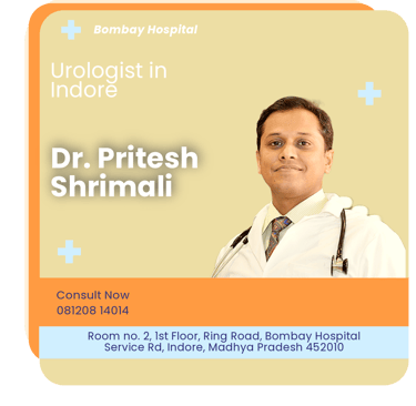 A graphical representation highlighting Dr. Pritesh Shrimali as the Best Urologist in Indore.