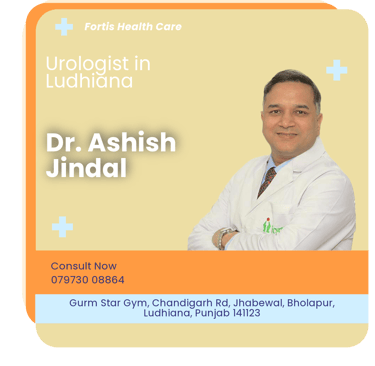 A graphical representation highlighting Dr. Ashish Jindal as the Best Urologist in Ludhiana.