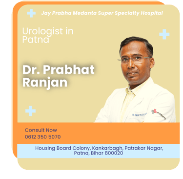 A graphical representation highlighting Dr. Prabhat Ranjan as the Best Urologist in Patna.