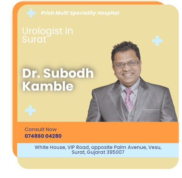 A graphical representation highlighting Dr. Subodh Kamble as the Best Urologist in Surat.