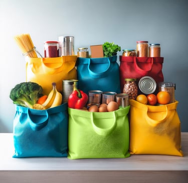 a variety of food items are displayed on a table