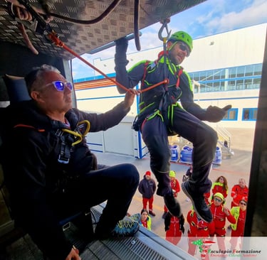 HEMS trainees attending a theoretical session on aeromedical evacuation protocol