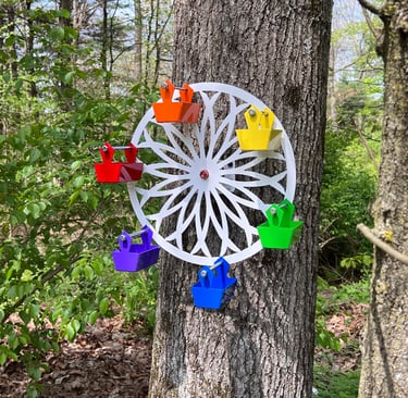 Whirly Wheel Bird Feeder Mounted on Tree