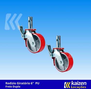 Rodízio Giratório 6" PU Freio Duplo | Kaizen Locações