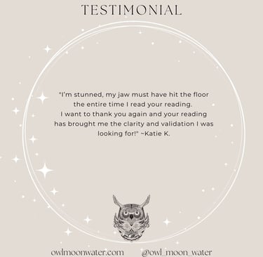 Psychic Reading Testimonial for Owl Moon Water