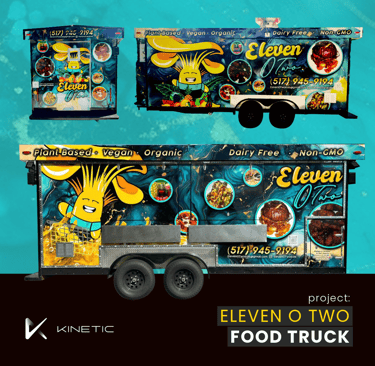 All angles of a vegan food truck wrap in Michigan