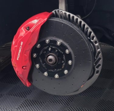 Porsche 10 piston calipers over 420x40mm CCBH rotors on a Porsche Macan